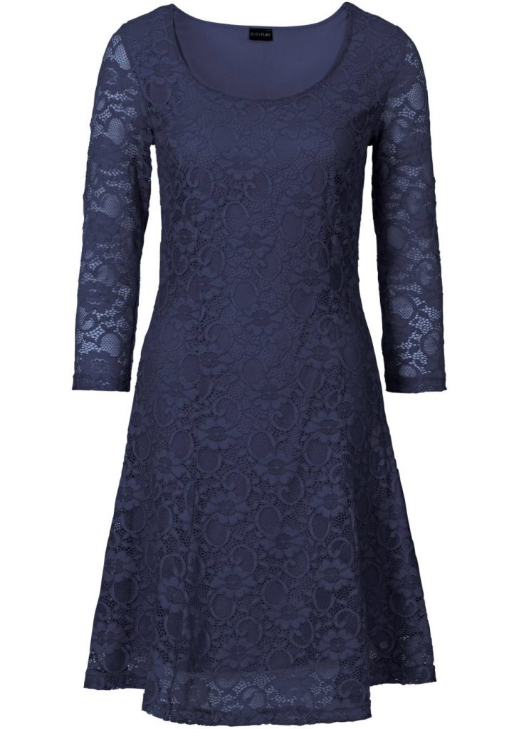 Kleid schuhe welche mit dunkelblaues spitze Dunkelblaues Kleid.