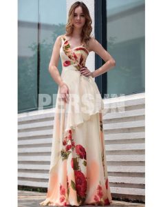 Designer Ausgezeichnet Kleid Lang Blumen ÄrmelAbend Schön Kleid Lang Blumen Vertrieb