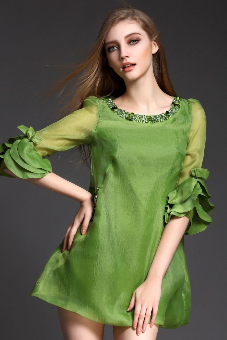 Schön Elegantes Grünes Kleid ÄrmelDesigner Spektakulär Elegantes Grünes Kleid Vertrieb