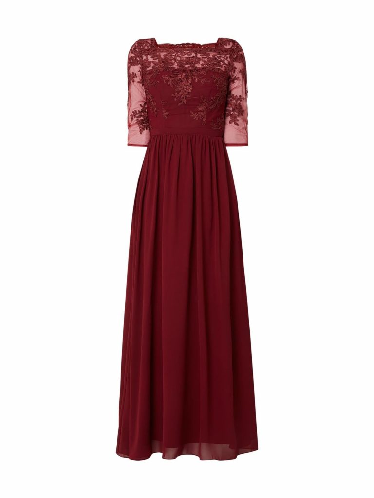 Spektakulär Abendkleid Bordeaux Rot Ärmel - Abendkleid