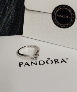 Authentic Pandora Tiara Wishbone Ring Clear Cz Size:7/54