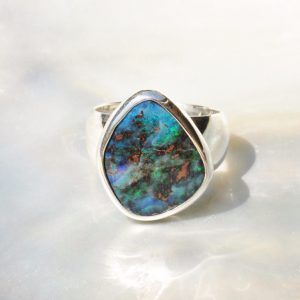 Boulder Opal Ring, 925Er Silber, Edelsteinring (21532), Edelsteinschmuck