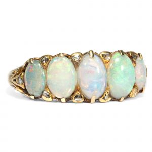 Details Zu Victorian Um 1900: Antiker Opal Diamant Ring Aus Gold, Vollopale  Opale Diamanten