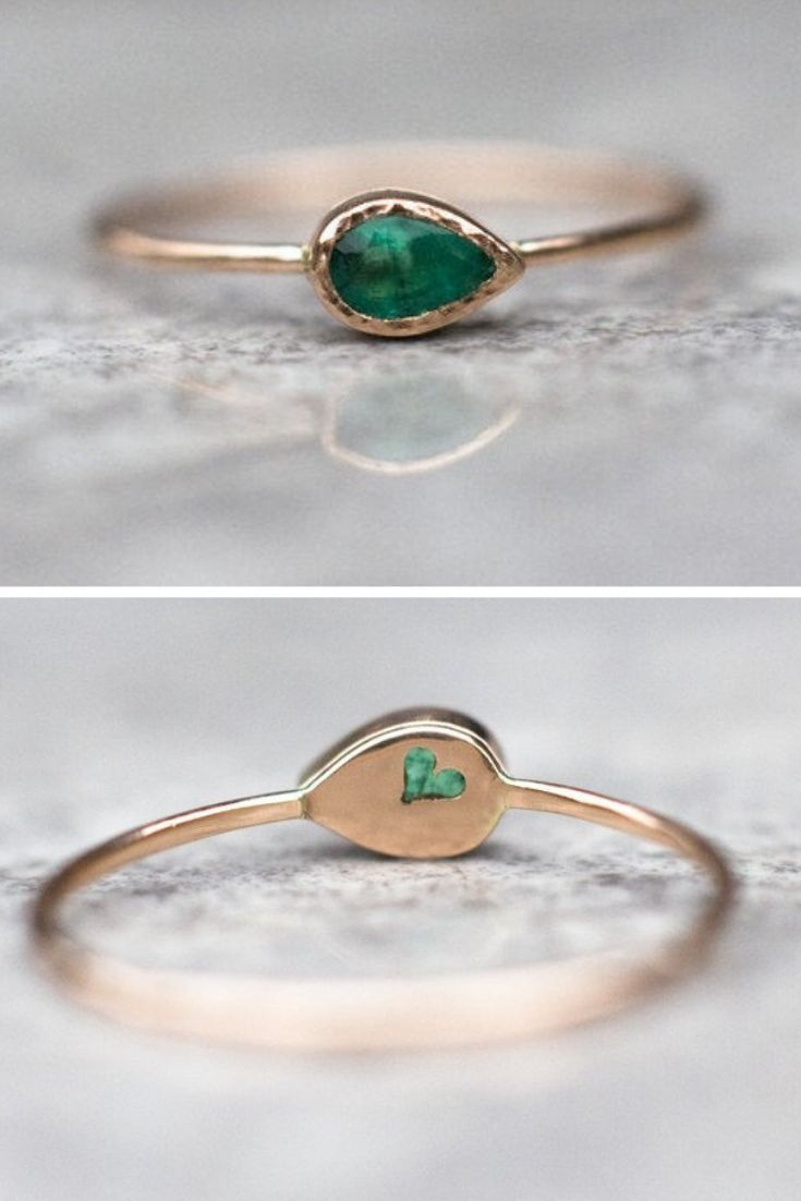 Rose Gold Smaragd Ring, Handgemachte Goldring | Ringe Gold