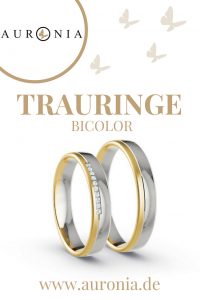 Trauringe Bicolor In Gelbgold/weißgold, 10 X Brillant G-Vs