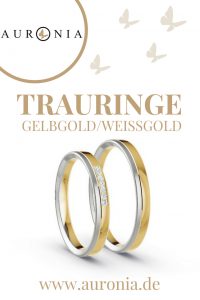 Trauringe Gelbgold Weißgold (Bicolor) Mit Stein, Schmal