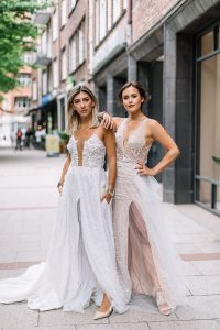 Aylin König And Laura Noltemeyer In Tal Kedem Bridal Dresses
