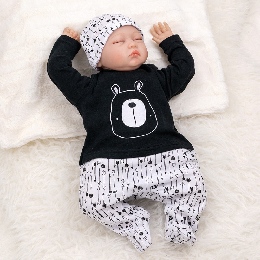 Babyartikel Baby Set Strampler Mit Mütze Weiß Schwarz Panda