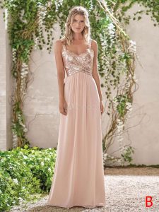 Brautjungfernkleid Neckholder Eine Linie Fußboden-Längen-Reißverschluss  Pailletten Chiffon Hochzeit Kleid