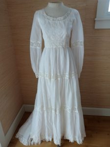 Details Zu Vtg 70's Wedding Dress Boho Hippie Prairie Cotton Lace Xs/xxs  Free Lace Hat