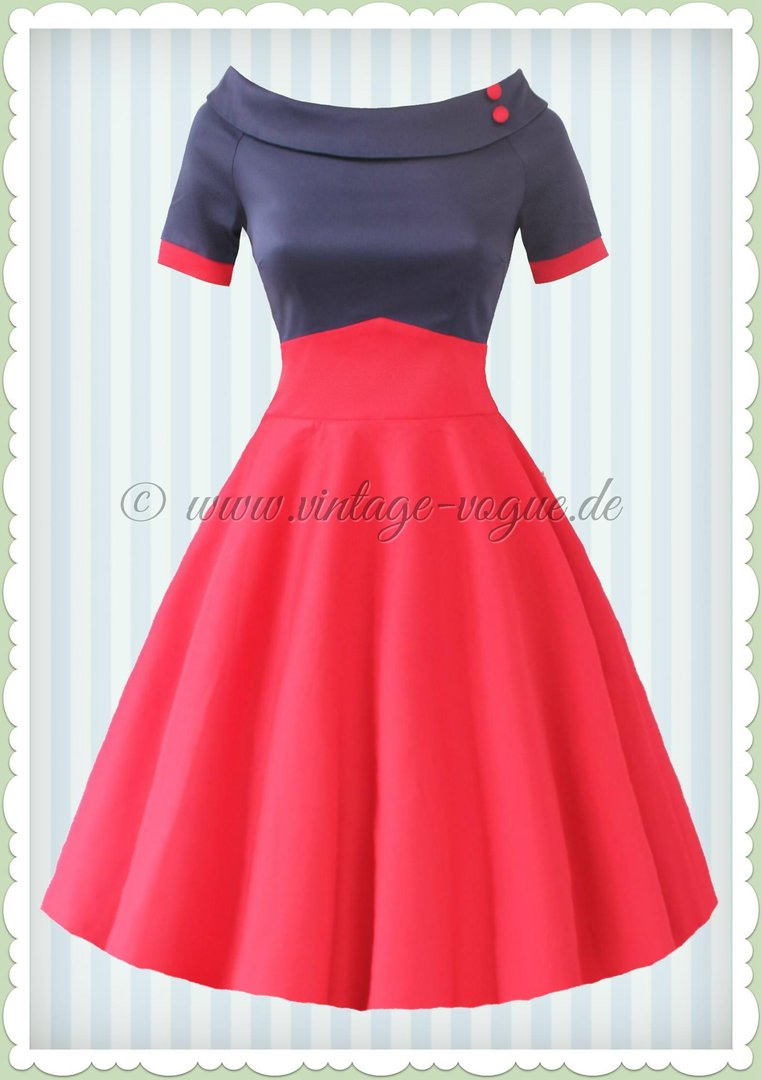 Dolly &amp; Dotty 50Er Jahre Rockabilly Petticoat Kleid - Darlene - Navy Rot