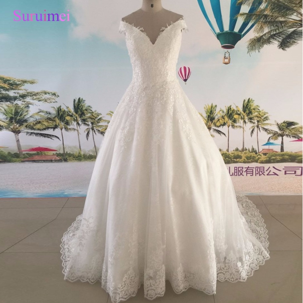 Echt Bild Maß Vintage Hochzeit Kleid 2017 Elfenbein Farbe