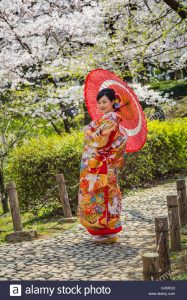 Eine Japanische Braut In Traditionelle Hochzeit Kleid In