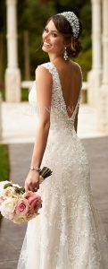 Elegant Spitze Brautkleid Lace Empire Hochzeitskleid Lang