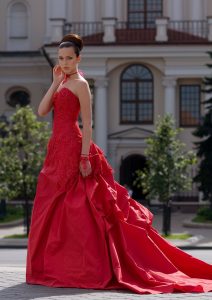 Fascinate Red Wedding Dress With Lace Andedelweissbride
