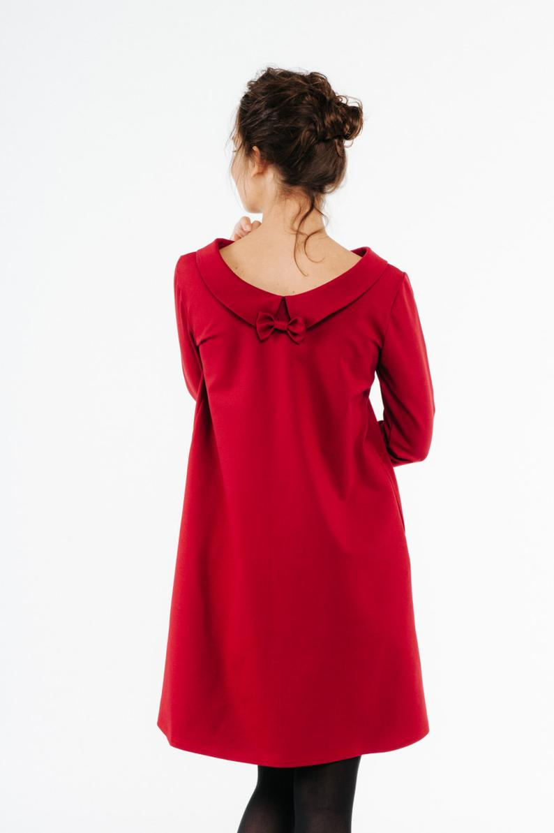 Frauen Rotes Kleid, Hochzeit Gästekleid, Elegantes Kleid