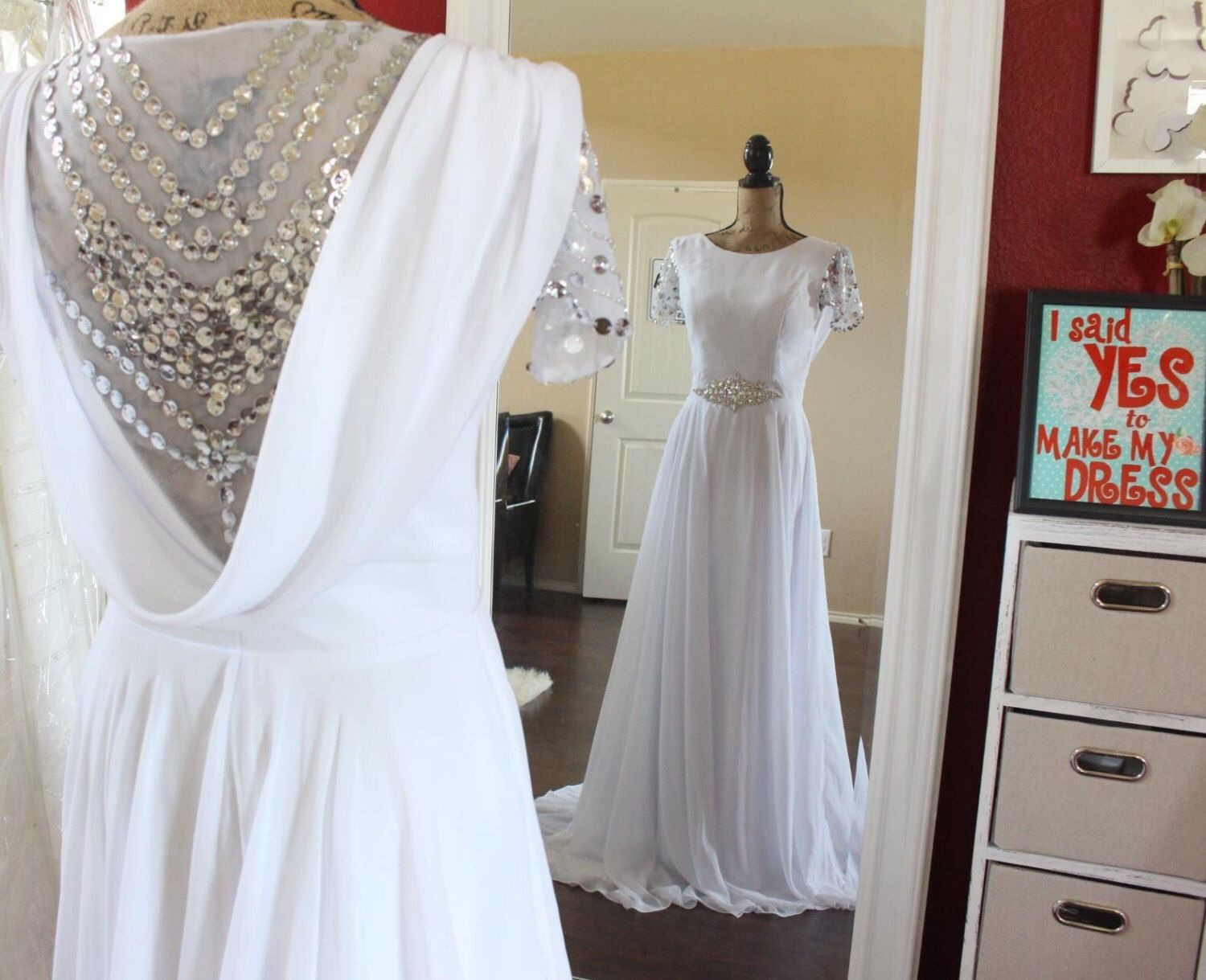 Gatsby Hochzeit Kleid Chiffon Viktorianischen Brautkleid