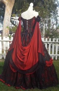 Gothic Hochzeit Belle Rot/schwarze Spitze Fantasy Kleid