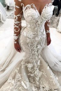 Großhandel Luxus Meerjungfrau Brautkleid Mit 3D Blumen Sheer Neck Vestido  De Novia Lange Ärmel Plus Size Brautkleider Von Newdeve, 171,85 € Auf