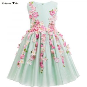 Günstige Schöne Hellgrün Blume Fee Mädchen Prinzessin Kleid