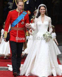 Kate Middleton Hochzeitskleid Dom/royal Zug Langen Ärmeln