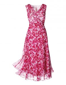 Kleid Aus Seide In Der Farbe Fuchsia / Weiß - Pink, Weiß