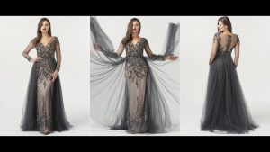 Luxus Abendkleid Ballkleid Langarm Tüll Perlen Glitzer - Youtube