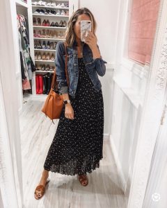 Maxi Dress With Denim Jacket For Spring. Throw On And Go