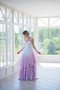 Ombre Wedding Dress Flowing Chiffon Bridal Gown Colorful
