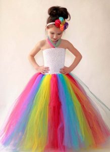 Regenbogen Mädchen Kleid Prinzessin Sommer Kinder Tutu Kleid