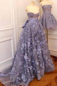 Schatz Lila 3D Blume Langes Abendkleid, Heimkehr Kleid Von