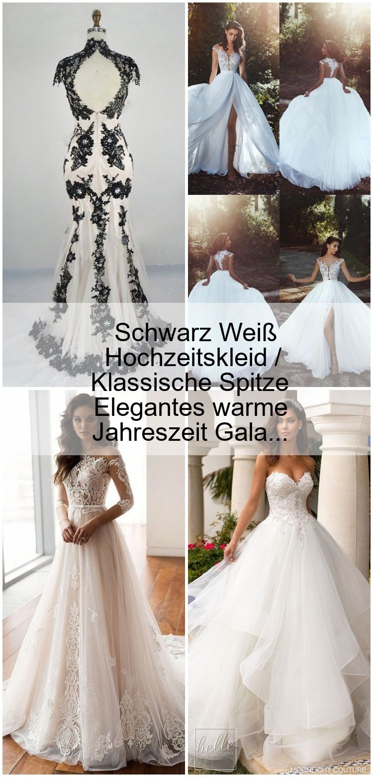 Schwarz Weiß Hochzeitskleid / Klassische Spitze Elegantes