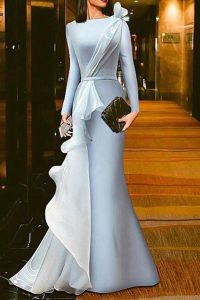 Solid Color Gauze Stitching Evening Dress | Abendkleider