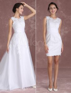 Spitzenbrautkleid 2020 Hochzeit Kleid In Weiß Mit Falten Und Reißverschluss  Satingewebe Mit Schleppe