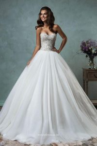 Strapless Sweetheart Sparkly Beaded Tulle Ball Gown Wedding