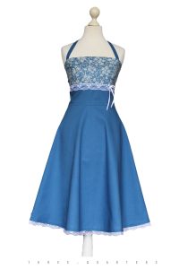 Three-Quarters - Kleid, Brautkleid, Sommerkleid, Blau, Weiß