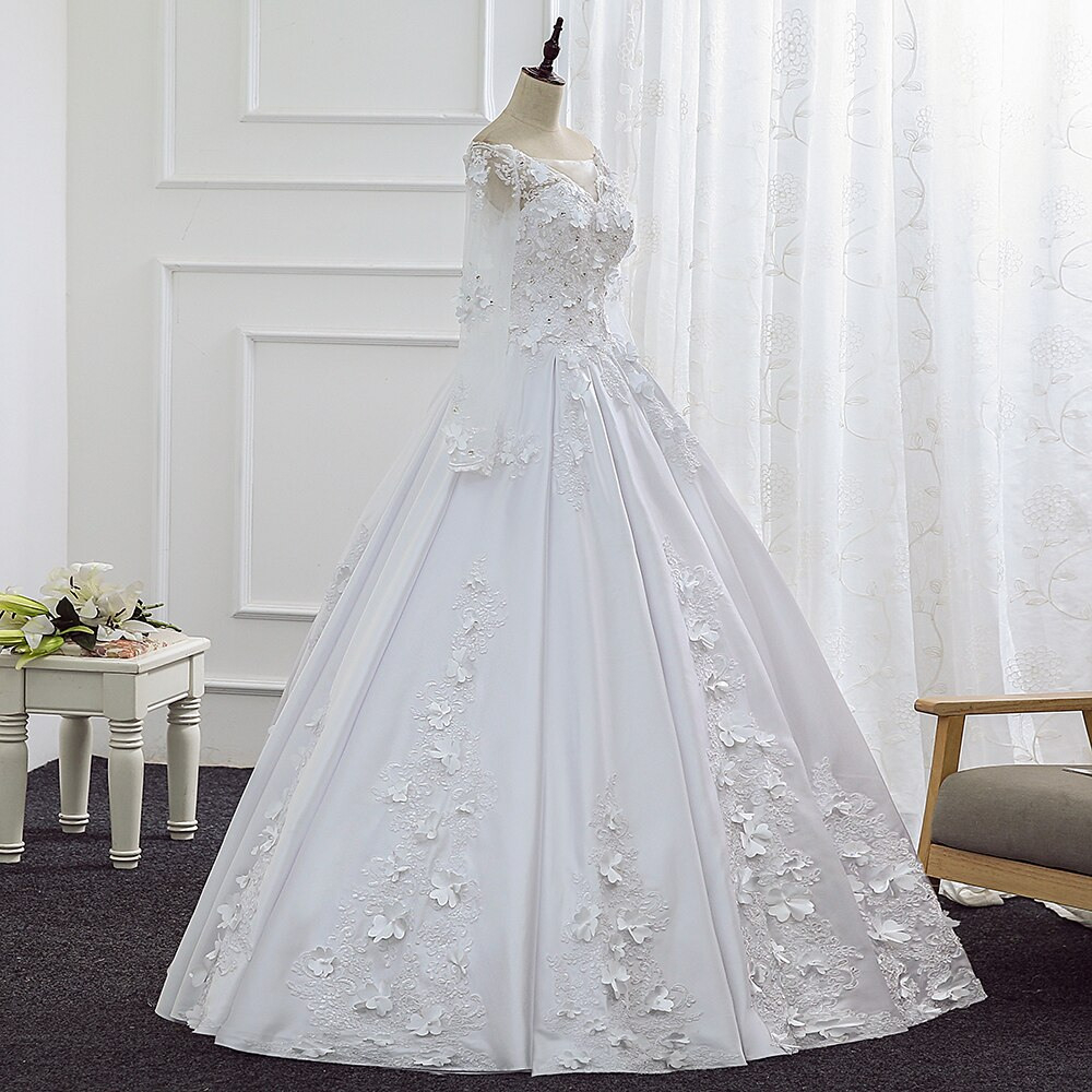 Us $125.4 40% Off|Vestido De Noiva 2020 Neue Brautkleid Lange Satin  Hochzeit Kleid Vintage Perlen Hochzeit Kleid Backless Blumen Robe De  Mariage-In