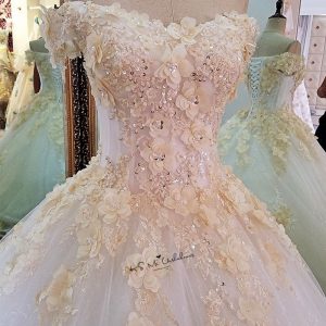 Us $150.75 25% Off|Champagne Blumen Türkei Vintage Hochzeit Kleid 2018  Puffy Ballkleid Braut Kleider Vestido De Noiva Spitze Plus Size