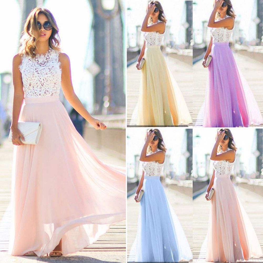 Women Ladies Wedding Bridesmaid Evening Party Ball Prom Gown