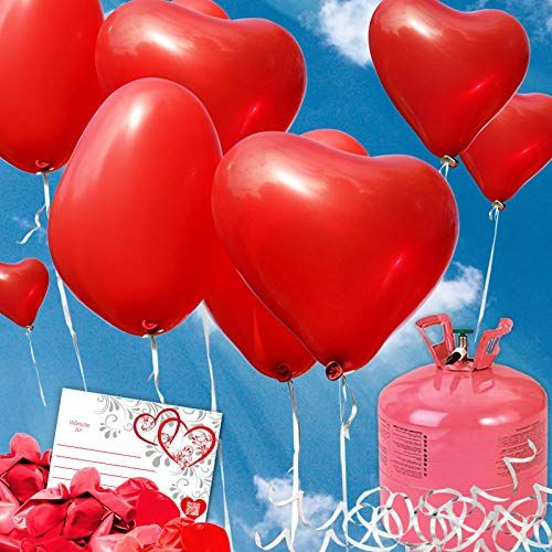 35 Rote Herzluftballons Hochzeit  Komplettset Ballons