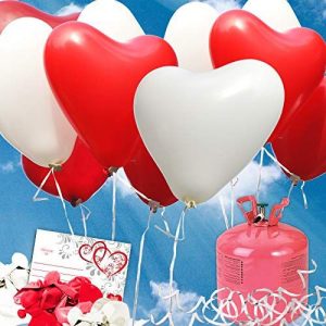 35 Rote/Weisse Helium Herzluftballons Hochzeit