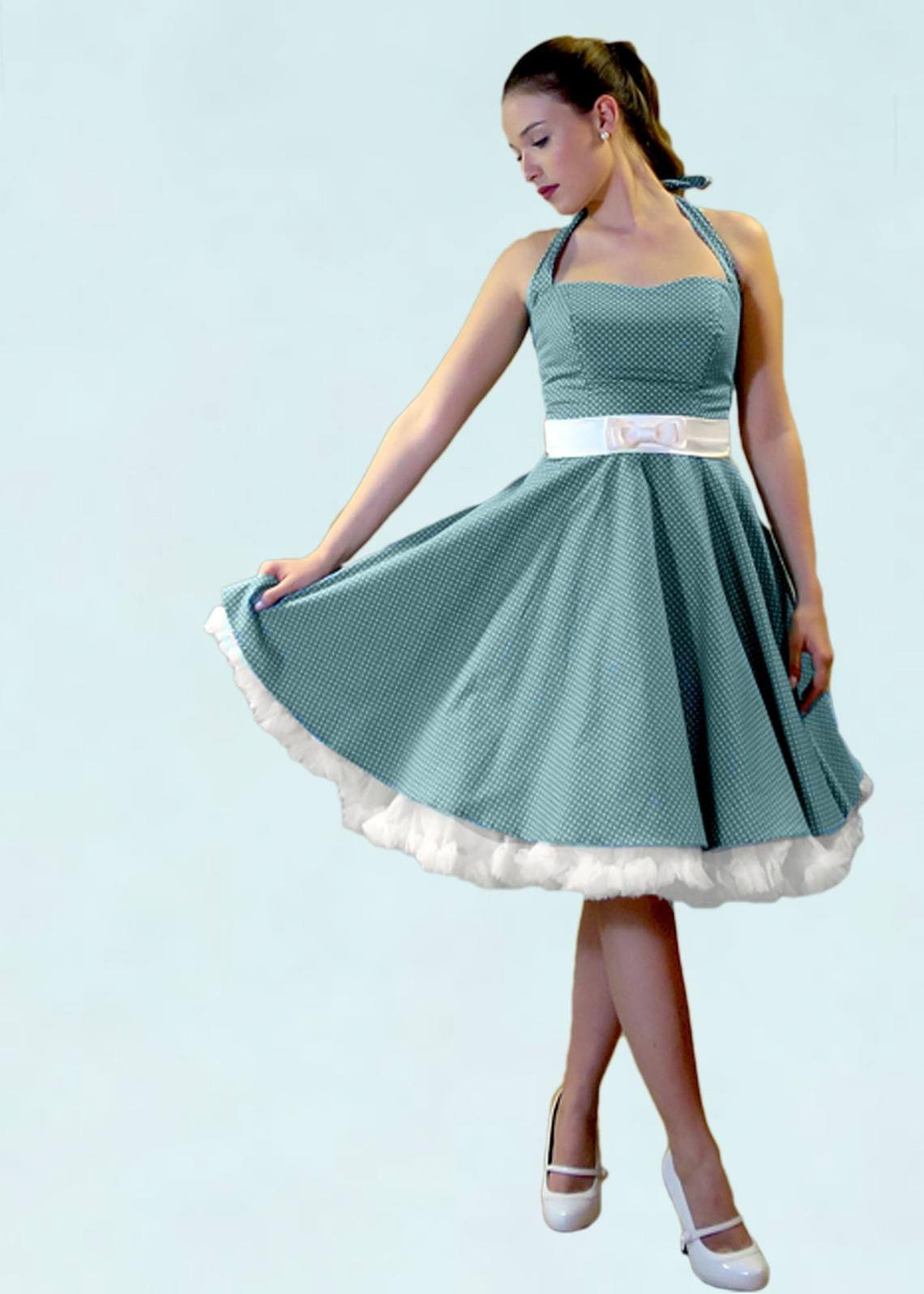 50Er Jahre Kleid  Türkis  Frau Lux Vintage