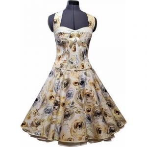 50Er Jahre Kleid Zum Petticoat Creme Silberne Rosen
