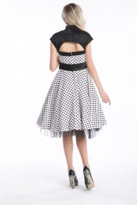 50Er Jahre Rockabilly Kleid Betty Weiß Vintage Polka Dots