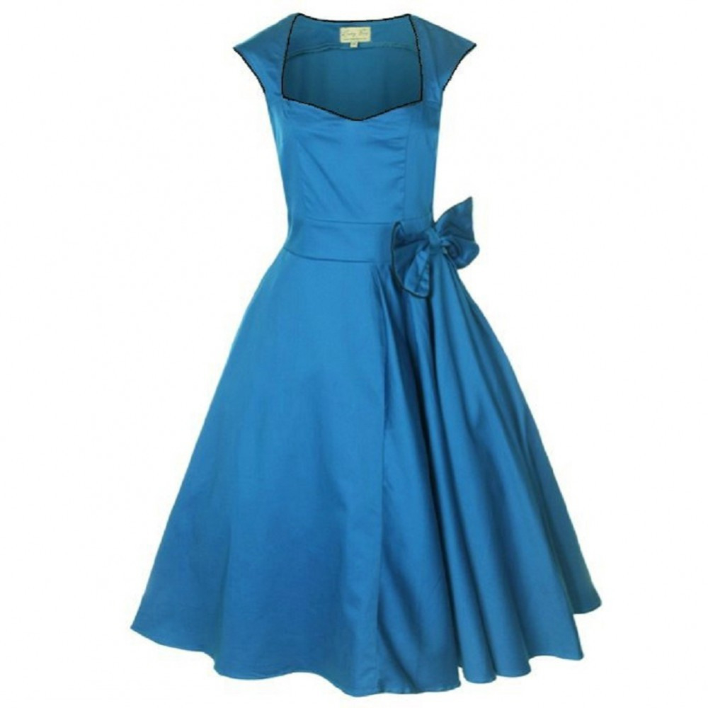 50Er Jahre Rockabillykleid Inkl Petticoat  Blau Fashion