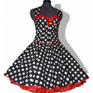 50Er Punkte Kleid Zum Petticoat Schwarz Weiße Punkte Rote