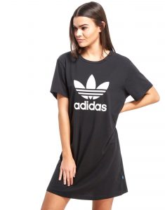 Adidas Originals Cotton Trefoil Tshirt Dress In Black