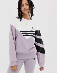 Adidas Originals Linear Sweater In Lilac And Black