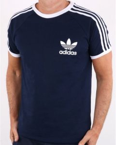 Adidas Originals Retro 3 Stripes Tshirt Navy  80S Casual