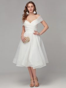 Alinie Elegant Weiß Verlobung Cocktailparty Kleid